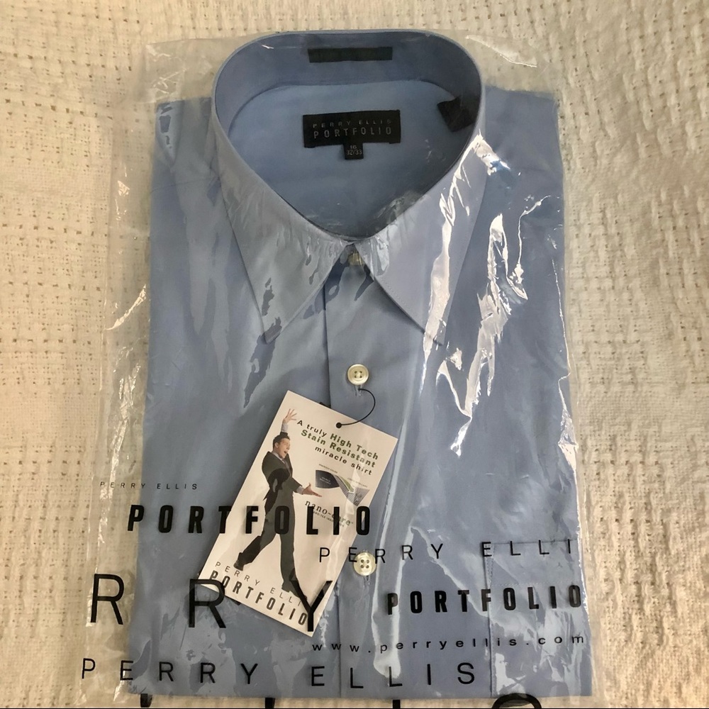 NWT Perry Ellis Portfolio Blue Dress Shirt
